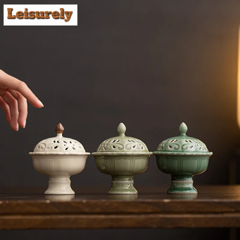 

Zen Plum Green Lotus Petal Plate Incense Holder Water Fountain Decoration Incense Burners Aromatherapy Censer Chinese Tea Craft