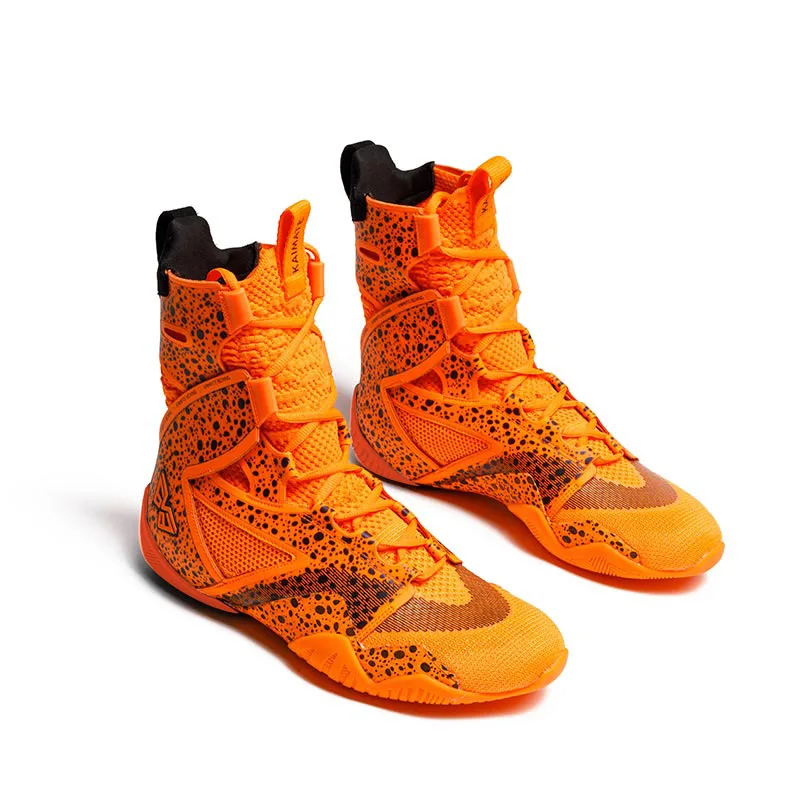 

Classic Brand Men Wrestling Shoes Plus Size Gym Training Shoe Competition Sport Boxing Shoes Mens White Orange Sport Shoe