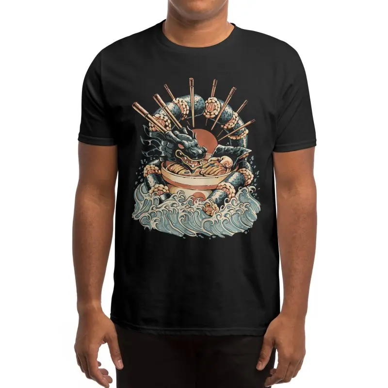 Funny Design Dragon Sushi Ramen Mens T-Shirt. Summer Cotton Short Sleeve O-Neck Unisex T Shirt New S-3XL