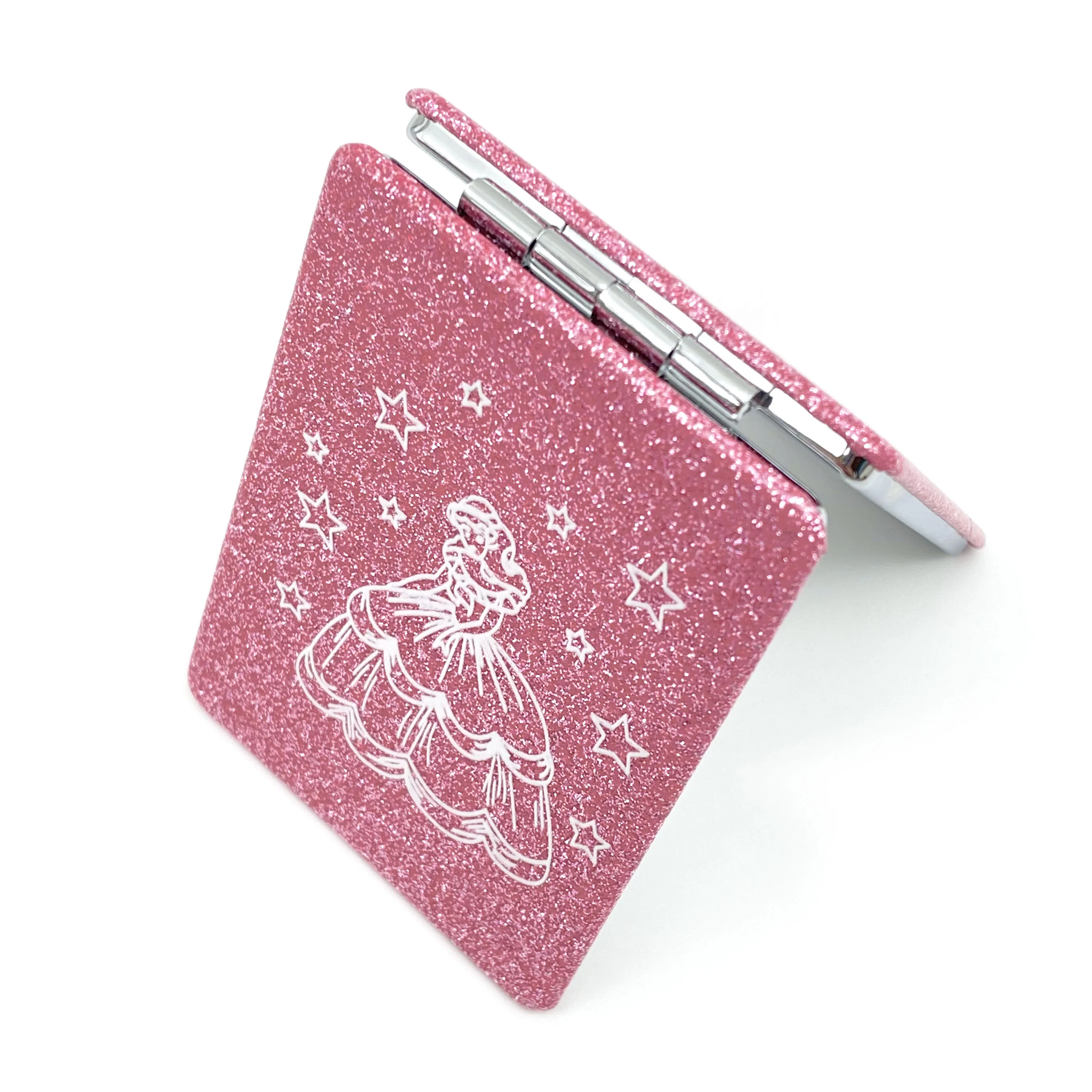 12개입 스위트 15 퀸세아녜라 콤팩트 미러 사각형 글리터 PU 가죽 메이크업 미러 생일 파티 기념품