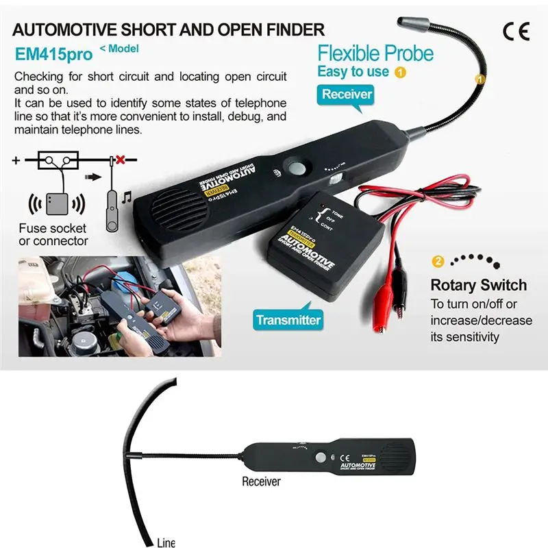 AT21-Em415pro Automotive Electrical Openand Short Finder Circuit Tester DC 6-42V Car Repair Cable Circuit Wire Tracker