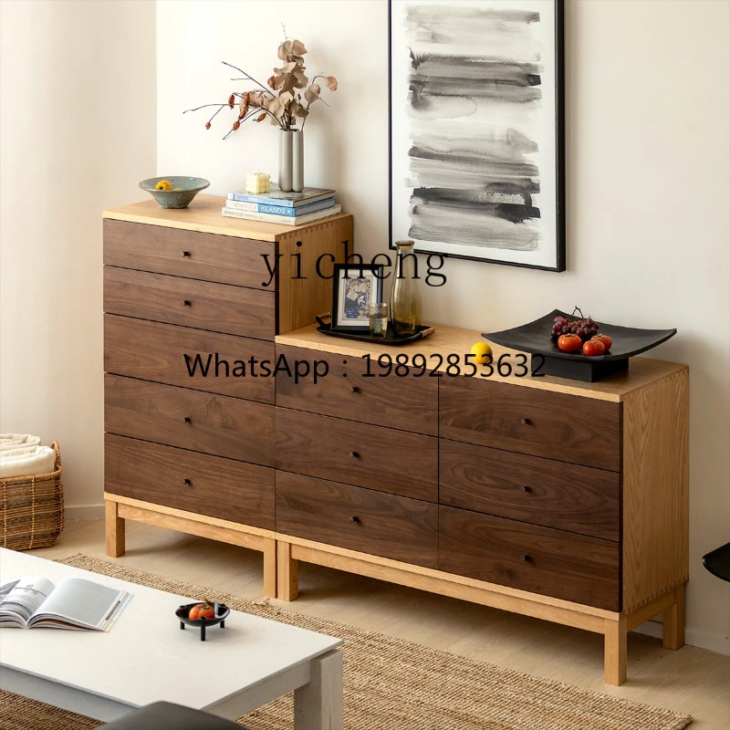 

TT chest, all solid wood red oak walnut living room storage cabinet chest