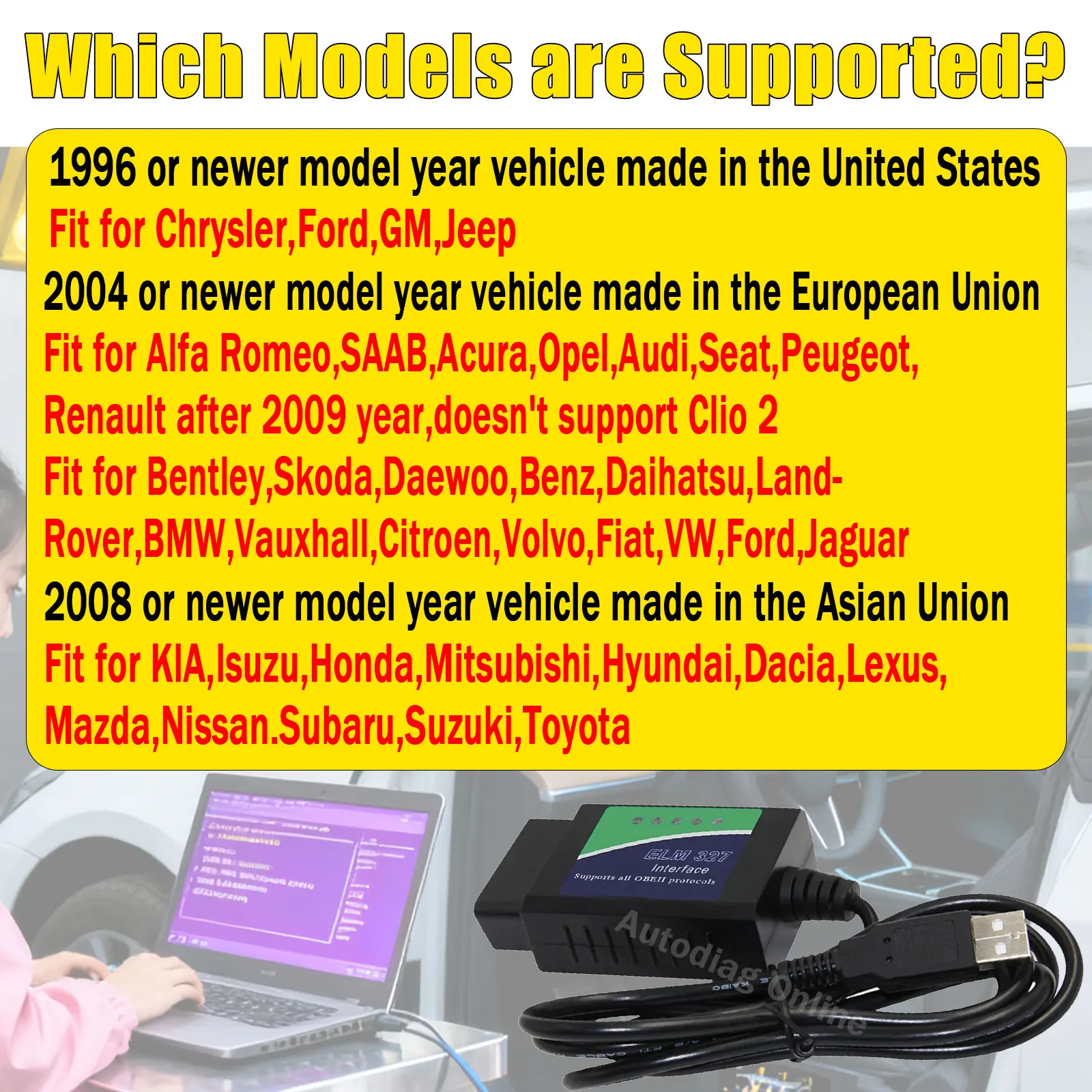 ELM327 USB V1.4/1.5/2.1 Original PIC18F25K80 FTDI FT232RL OBD2 Diagnostic Tool For ScanTool/MultiEcuScan OBD2 Interface Scanner