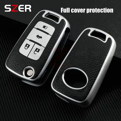 Leather TPU Car Key Case Cover Shell Fob For Chevrolet Cruze Aveo Trax Sail Malibu For Opel Vauxhall Astra Corsa Meriva Insignia 10 best sales chevrolet malibu key cover - №6