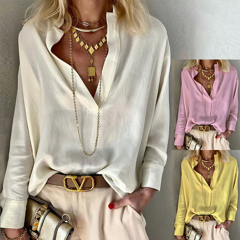 

FD889 2024 Women's Spring New Solid Color Standing Neck Long Sleeved Bohemian Cotton Linen Shirt
