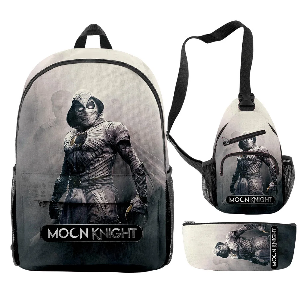 Hip Hop Popular Funny Moon Knight 3D Print 3pcs/Set pupil School Bags Travel Laptop Backpack Chest Bag Pencil Case