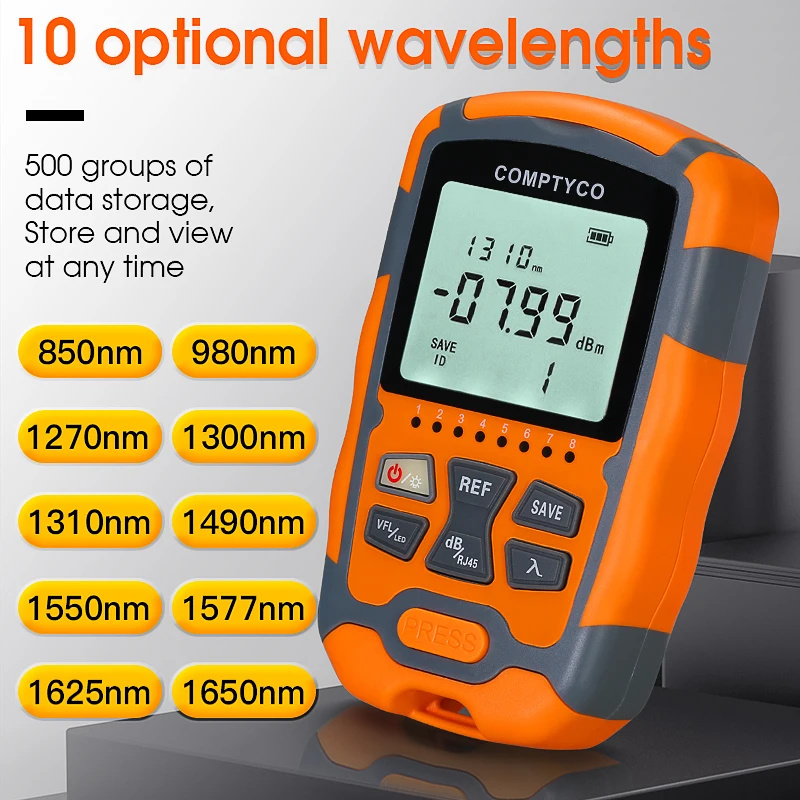 COMPTYCO AUA-M50 All-in-one Optical Power Meter(OPM)&Visual Fault Locator(1/10/15/30/50MW VFL) FTTH Optical Fiber Testing Tool