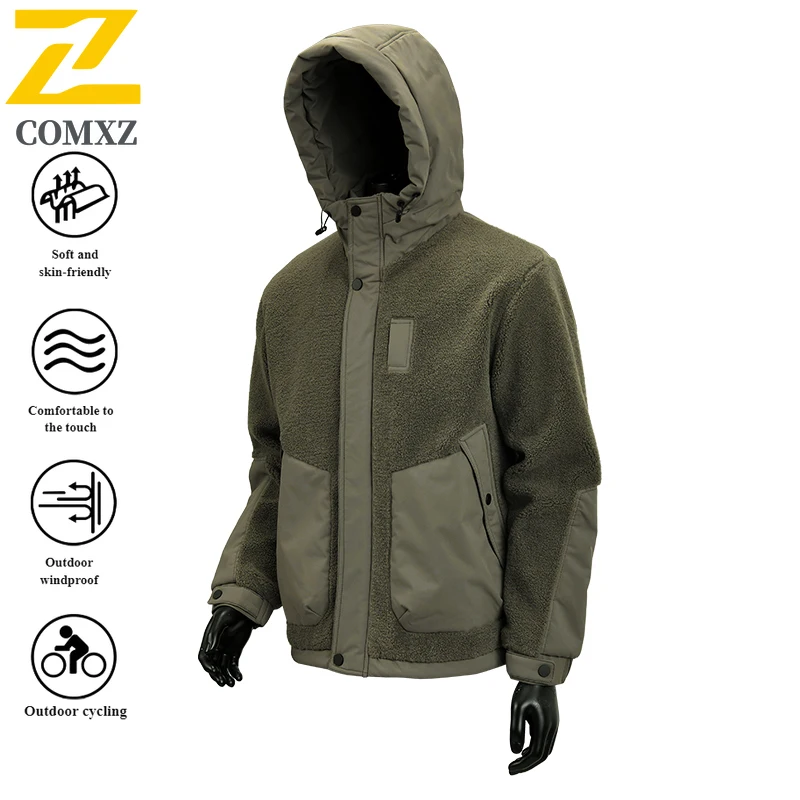 

EIAO Men's Winter Fleece Lined Cotton Jacket Loose Fit Hip Hop Hooded Coat Streetwear Thick Warm Outwear Plus Size Fashion Parka