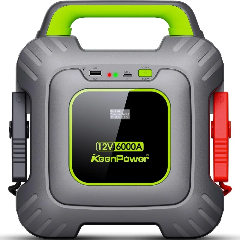 6000A Super Capacitor Battery-Less Portable Jump Starter for 12V Car, Built-in 6 * 3000F Supercapacitor, No Pre-Charging Need