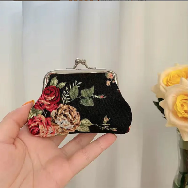 Fashion Rose Coin Purses Holder Women Mini Change Wallets Girl Money Bag Coin Bag Children Zipper Small Pouch Key Pockets