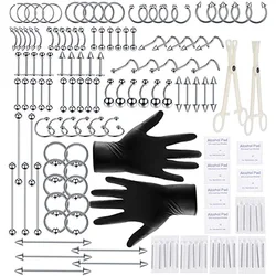 Stainless Steel Body Piercing Kit  Needles Belly Button Rings Tongue Tragus Cartilage Helix Daith Rook Earring Lip Eyebrow