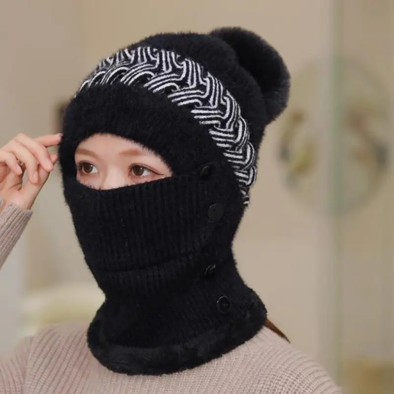 Termiczna czapka typu beanie na szelkach Zestaw szalików Zima Aksamitna kominiarka Wiatroodporna All-Matc