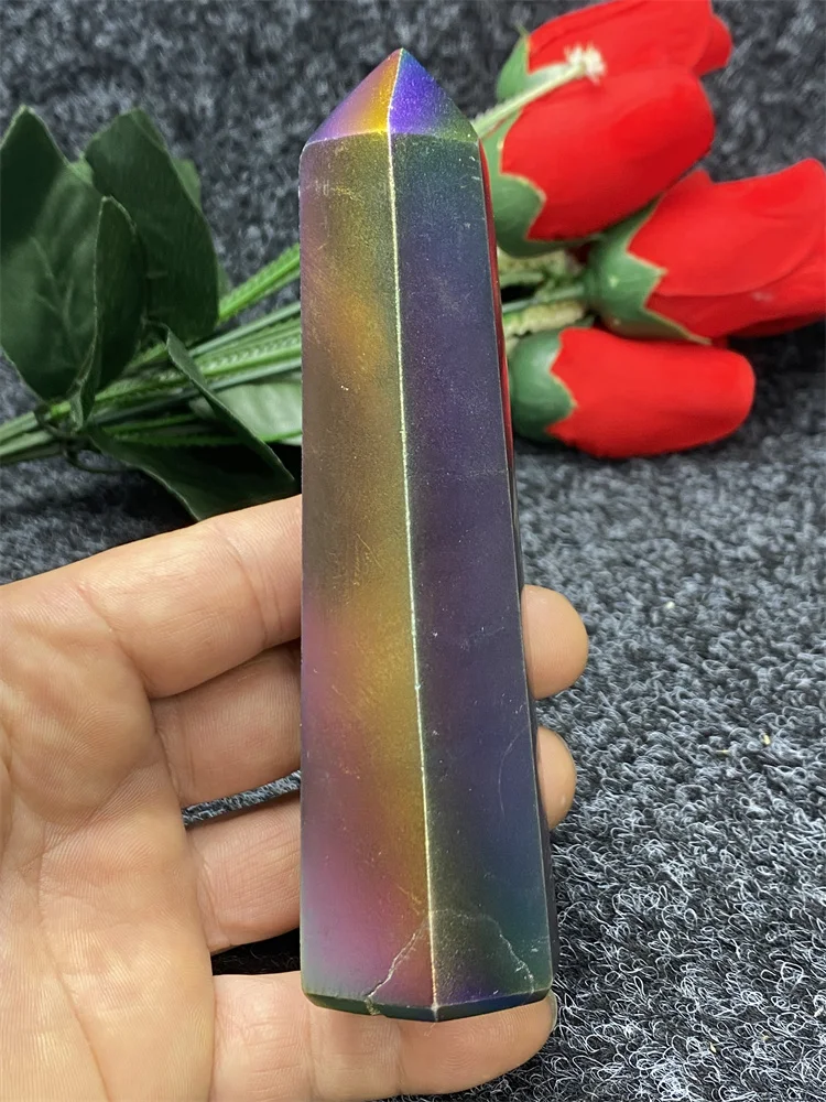 

Natural Jade Plated Colored Wand Healing Reiki Obelisk Is Used For Room Decor Home Decoration Mais Offic Witchcrafton Craft Gift