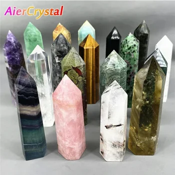 Coluna de cristal natural puro de ponta única, matriz de sete estrelas, cristal mineral, transferência da sorte, purificação de energia, ornamentos para casa