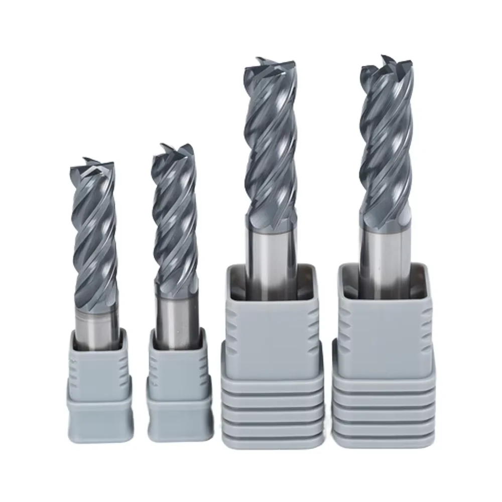 Carbide 4-Flute Straight Shank Flat End Milling Cutter AlCrN+ Coating HRC 45 Hardness OEM/ODM
