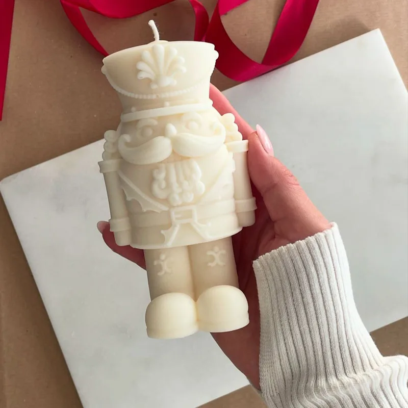 Nutcrackers Soldier Candle Mold DIY Walnut Soldier Silicone Mold Fat Beard Human Resin Mould Gypsum Making Tool Craft Gifts