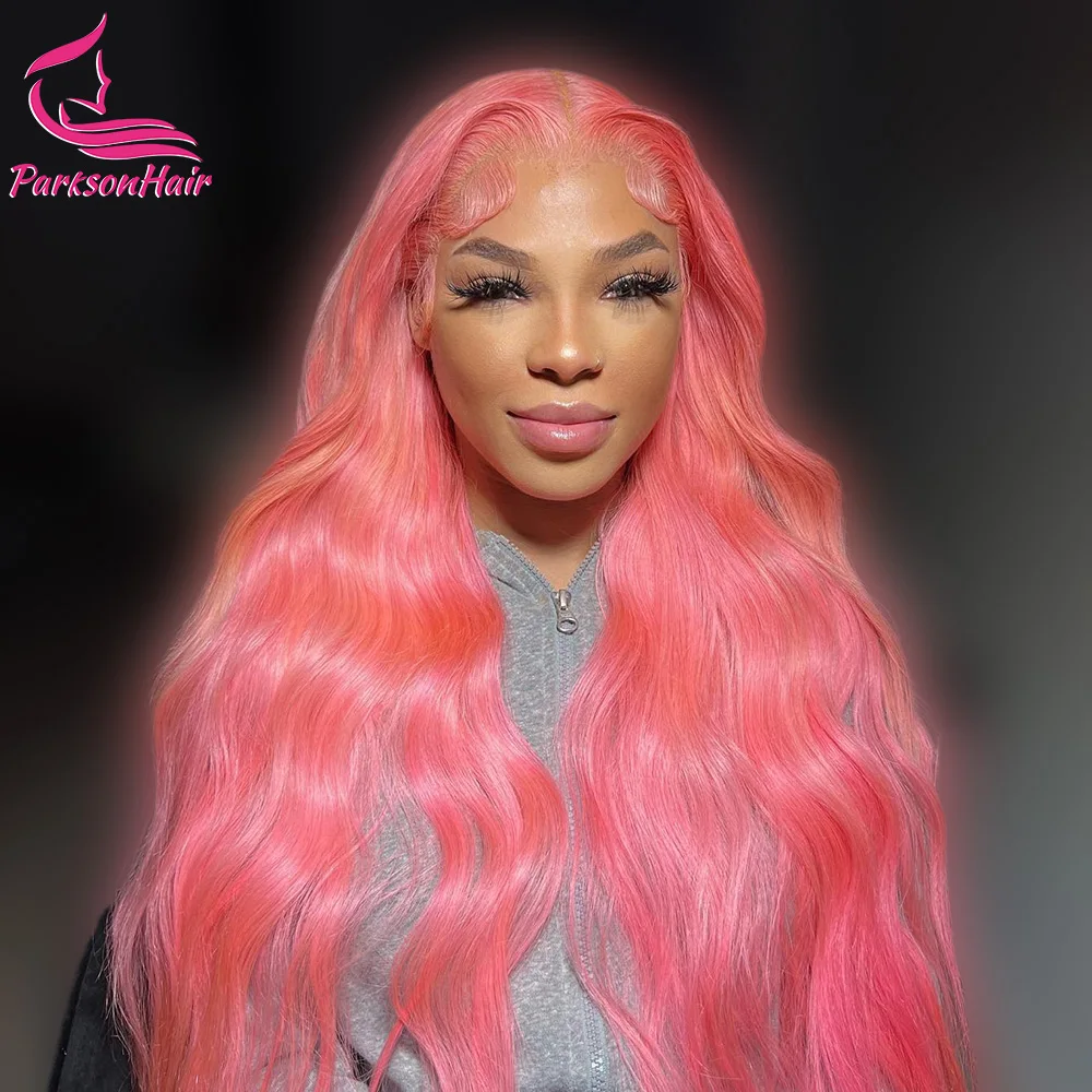 

Body Wave Pink Colored Human Hair Wigs 13x4 Lace Front Wig Pre Plucked Brazilian Human Hair 100% Quality Lace Wig 250% Density