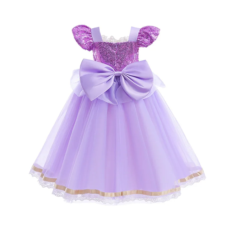 Girls Rapunzel Dress Kids Tangled Sequin Cosplay Carnival Children Princess Costume Birthday Party Gown Outfit Clothes