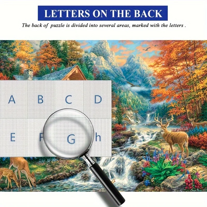 Rompecabezas de Cabina de Montaña Otoñal con Escena de Vida Silvestre, Juego Intelectual con Temática de Naturaleza para Adultos, Juguete Decorativo para el Hogar