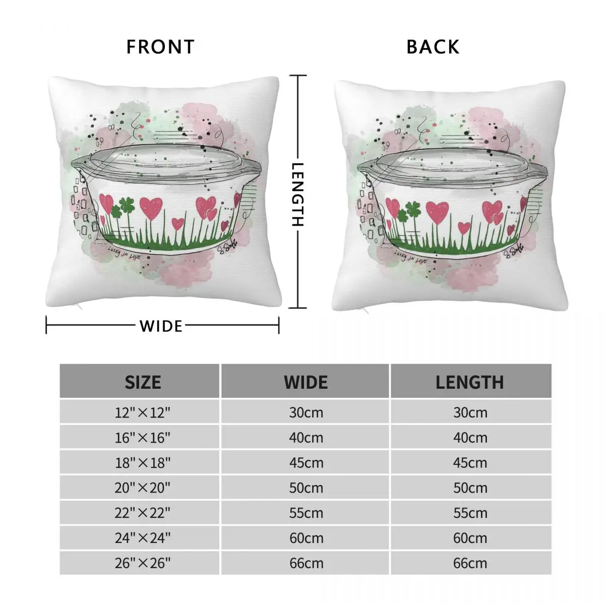 Vintage Pyrex Lucky Love Bowl Pillowcase Polyester Linen Velvet Creative Zip Decorative Pillow Case Sofa Cushion Cover