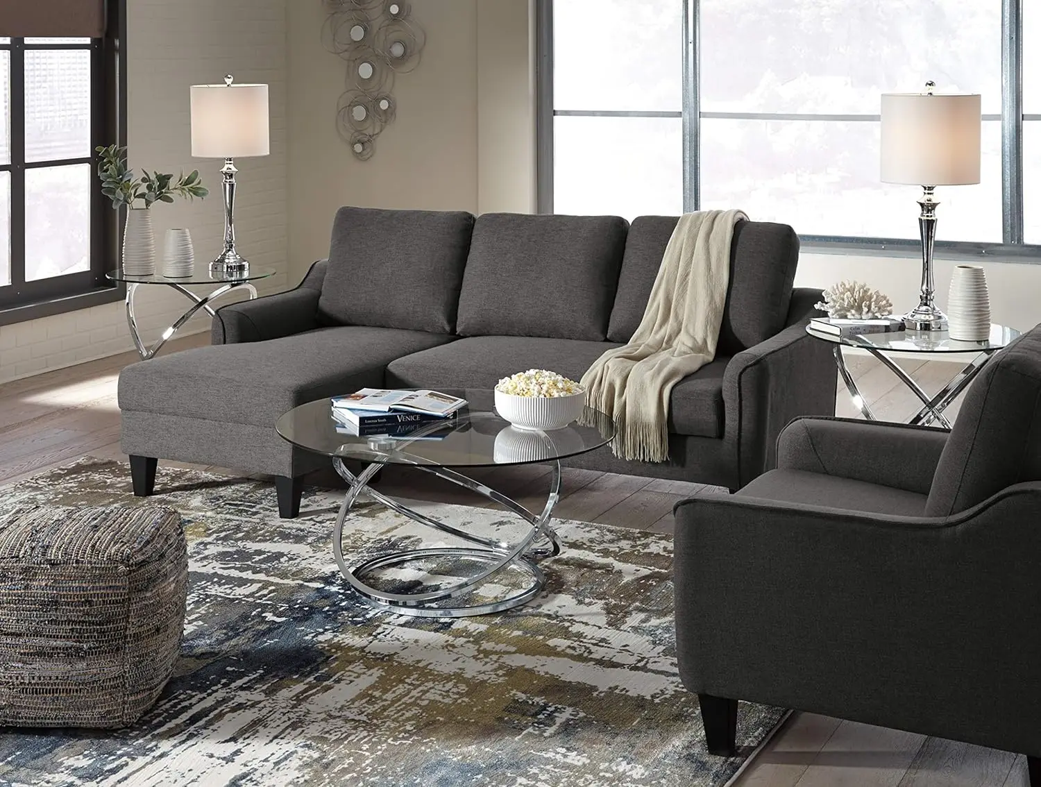 Signature Design by Ashley Contemporary Round 3-Piece Occasional Table Set, Includes Coffee Table and 2 End Tables