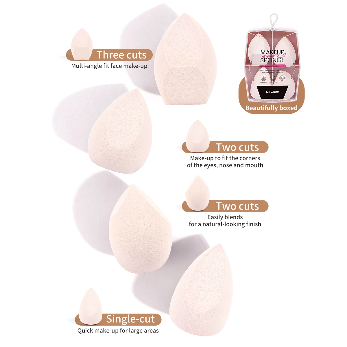 MAANGE 50 szt. Zestaw narzędzi do makijażu 20 szt. Pędzle do podkładu i cieni do powiek 27 szt. Zestaw puszek do pudru z miseczką do czyszczenia, torbą na pędzle, prezent do makijażu