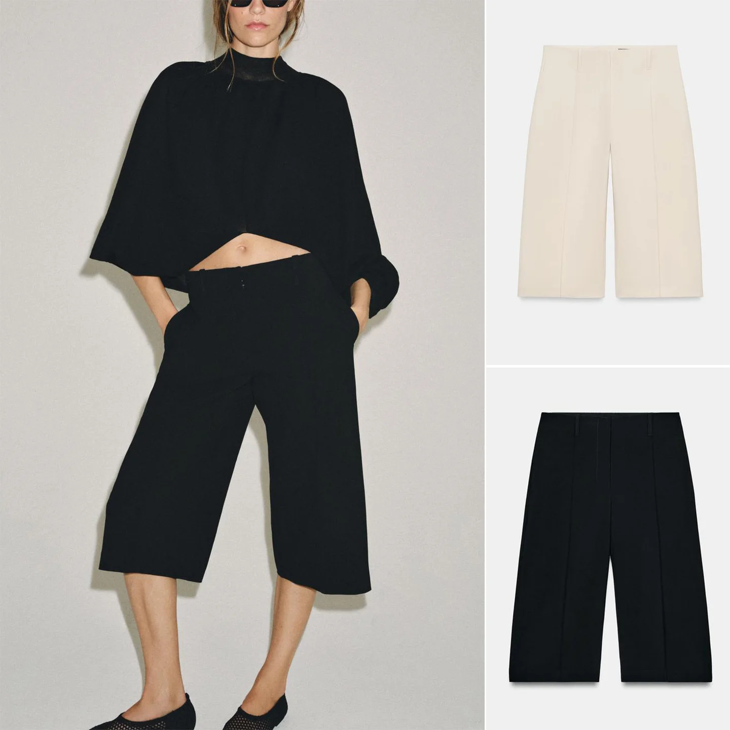 Spring New Arrival Casual High Waist Straight Leg Short Pants Zipper Design Pleated Decorative Commuter Style Women's Fashion