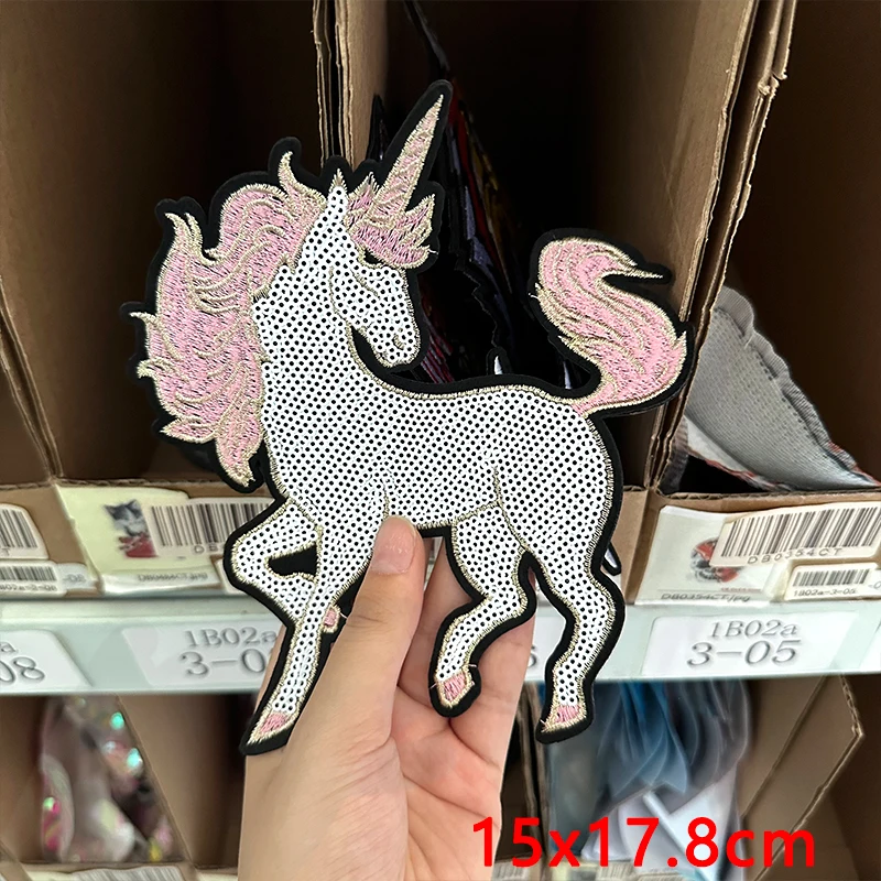 Large Unicorn Patch Sequins Patches On Clothes Sew On Patches For Clothing Stickers DIY Cute Unicorn Sequins Patches On Clothes