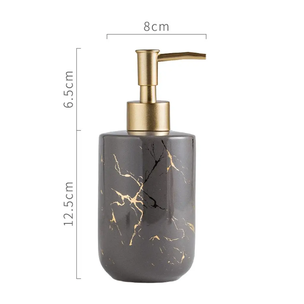 Hand Ceramic Soap Dispenser Marble Pattern Essential Oil Liquid Soap Shampoo Container Pump Bottle for Bathroom Laundry Room