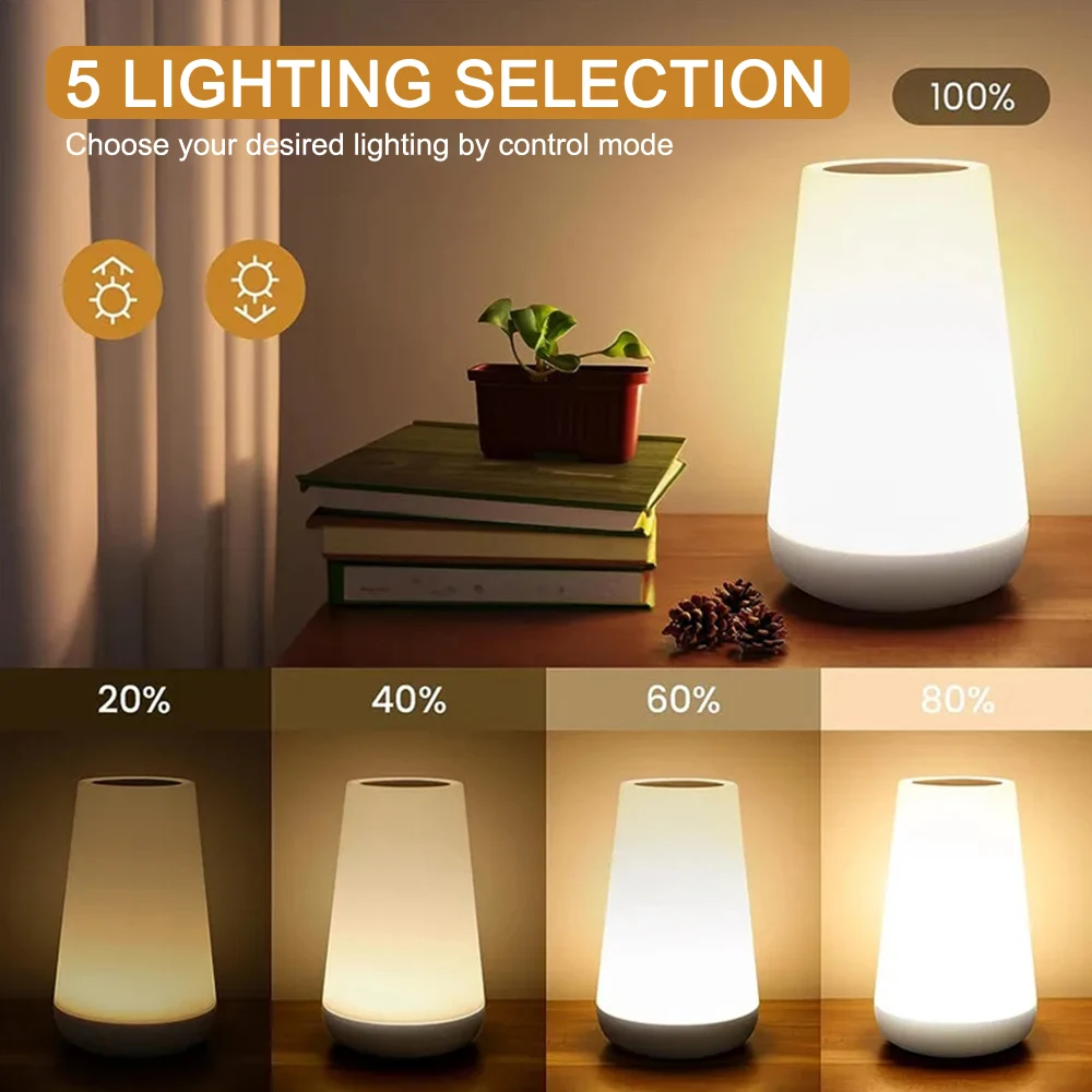 13 Color Changing Night Light RGB Remote Control Touch Dimmable Lamp Portable Table Bedside Lamps USB Rechargeable Night Lamp