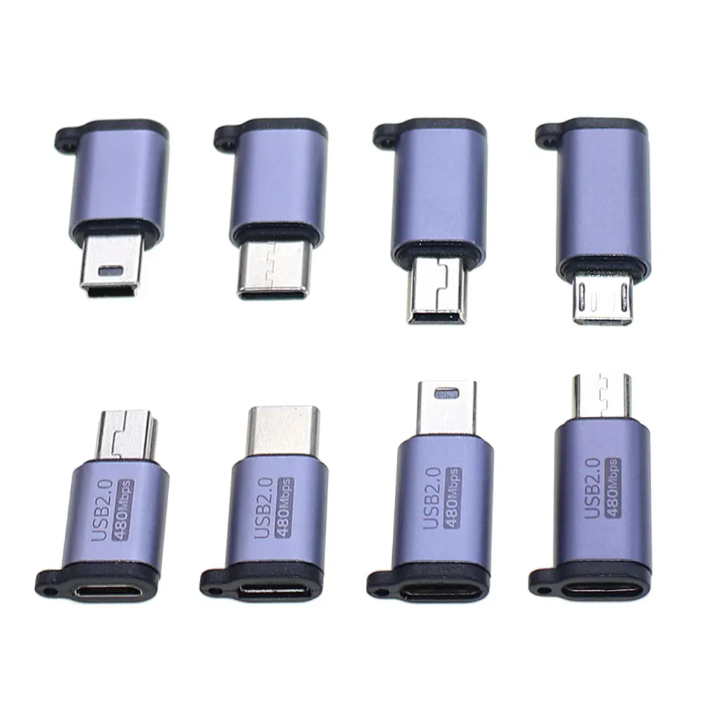 JCD 2pcs Micro USB Type C Female To Mini USB Type-C Micro USB Male Charging Adapter For Phone Tablet Camera Charger Converter