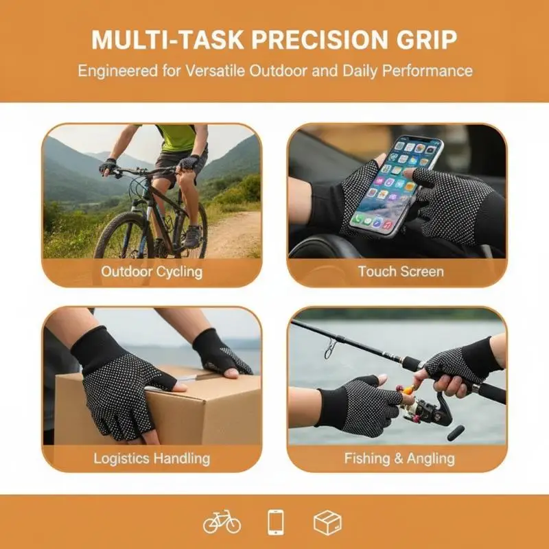 1 Paar Sonnenschutzhandschuhe, fingerlos, leicht, dehnbar, ideal zum Motorradfahren, 2/5-Finger-Handschuhe mit freiliegender Spitze. – Detail 5