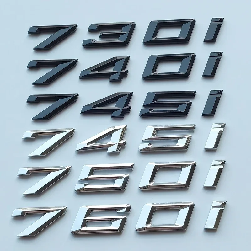 OK New Italic Font Letters 730i 740i 745i 750i 760i Top ABS Emblem for 7 Series Car Trunk Lid Nameplate Logo Sticker Black Chrom