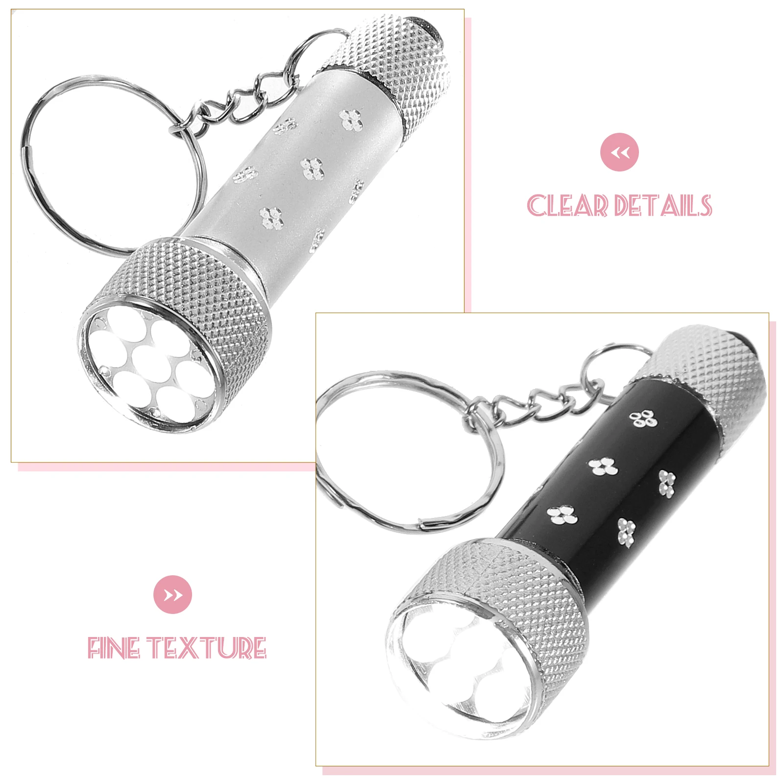 

20Pcs Mini Torch Keyring Portable 7-LED Flashlight Keychain Creative Durable for Blackout Emergency Gift Black Silver Red Blue