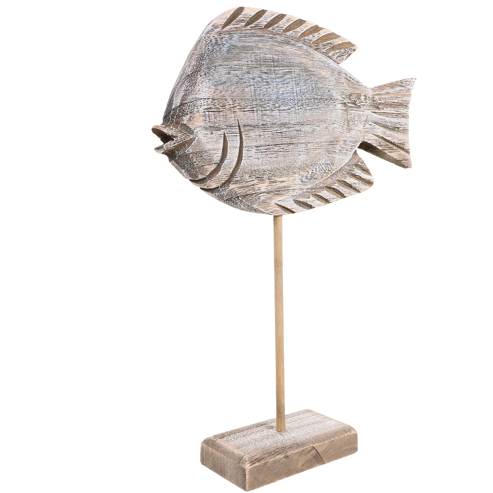 

Wooden Fish Statue Hand Carved Rustic Style Decorative Fish Shape Adornment for Mantelpiece Shelf Table Top Coastal Nautical