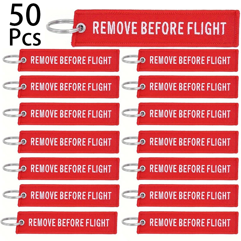 50Pcs REMOVE BEFORE FLIGHT Keychain for AVIATION Bag Pendant Keychains