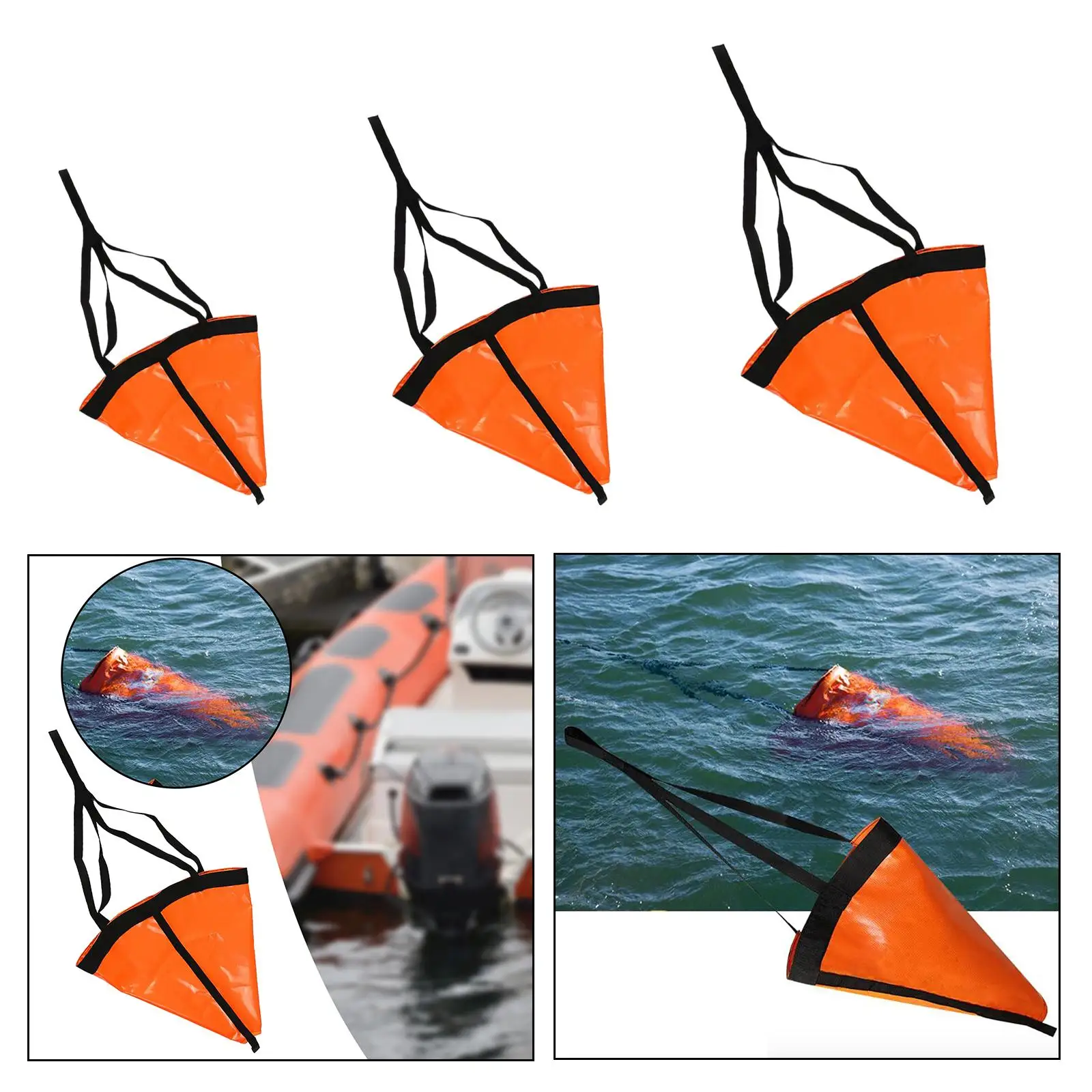 Sea Drogue Anchor Buoy Sock Boat Bag Parachute Tow Rope Boat Anchor for River