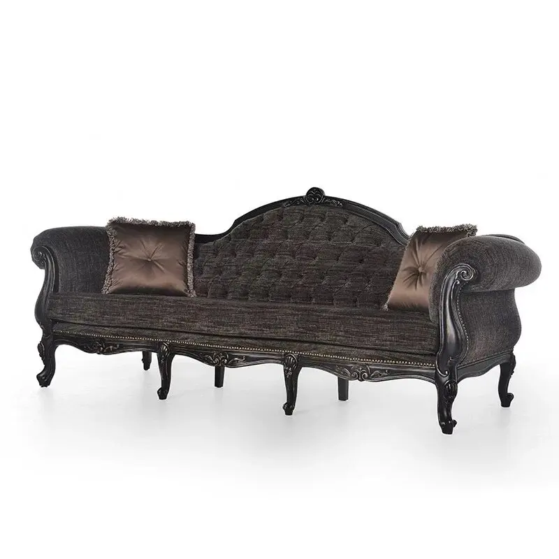 LMM American retro solid wood sofa small apartment living room three-person sofa combination
