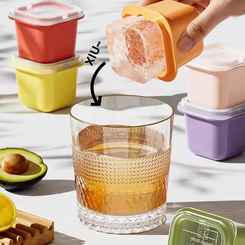 1/2/3 Grid Large Ice Tray Mold Box Large Food Grade Silicone Ice Cube Square Tray Mold DIY Bar Wine Ice Cube Manufacturer Model