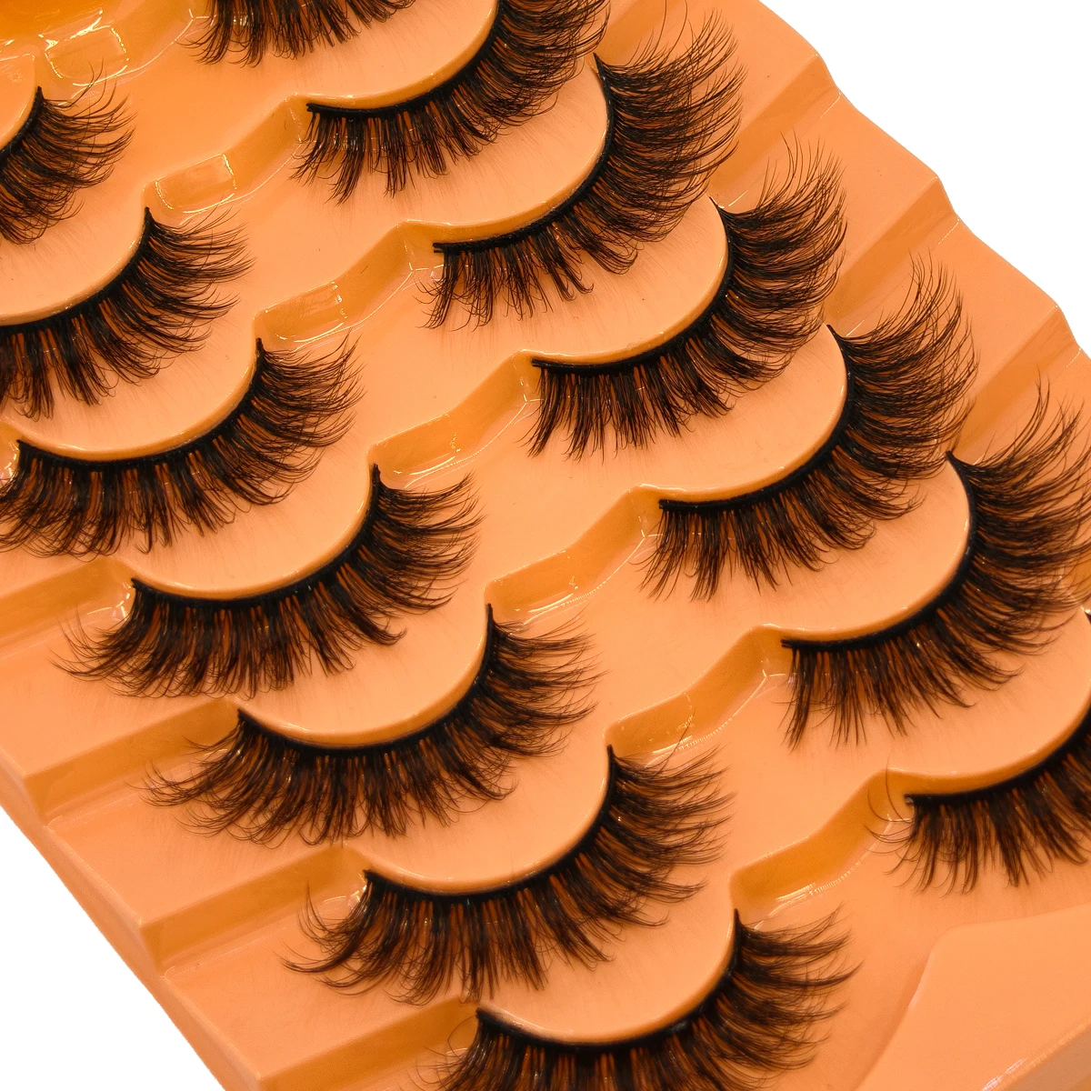 رموش عين القطة ثلاثية الأبعاد رموش صناعية طبيعية D حليقة رقيق لينة عبر 7 أزواج رموش مانغا Wispy رموش تمديد طبيعية ماكياج #5