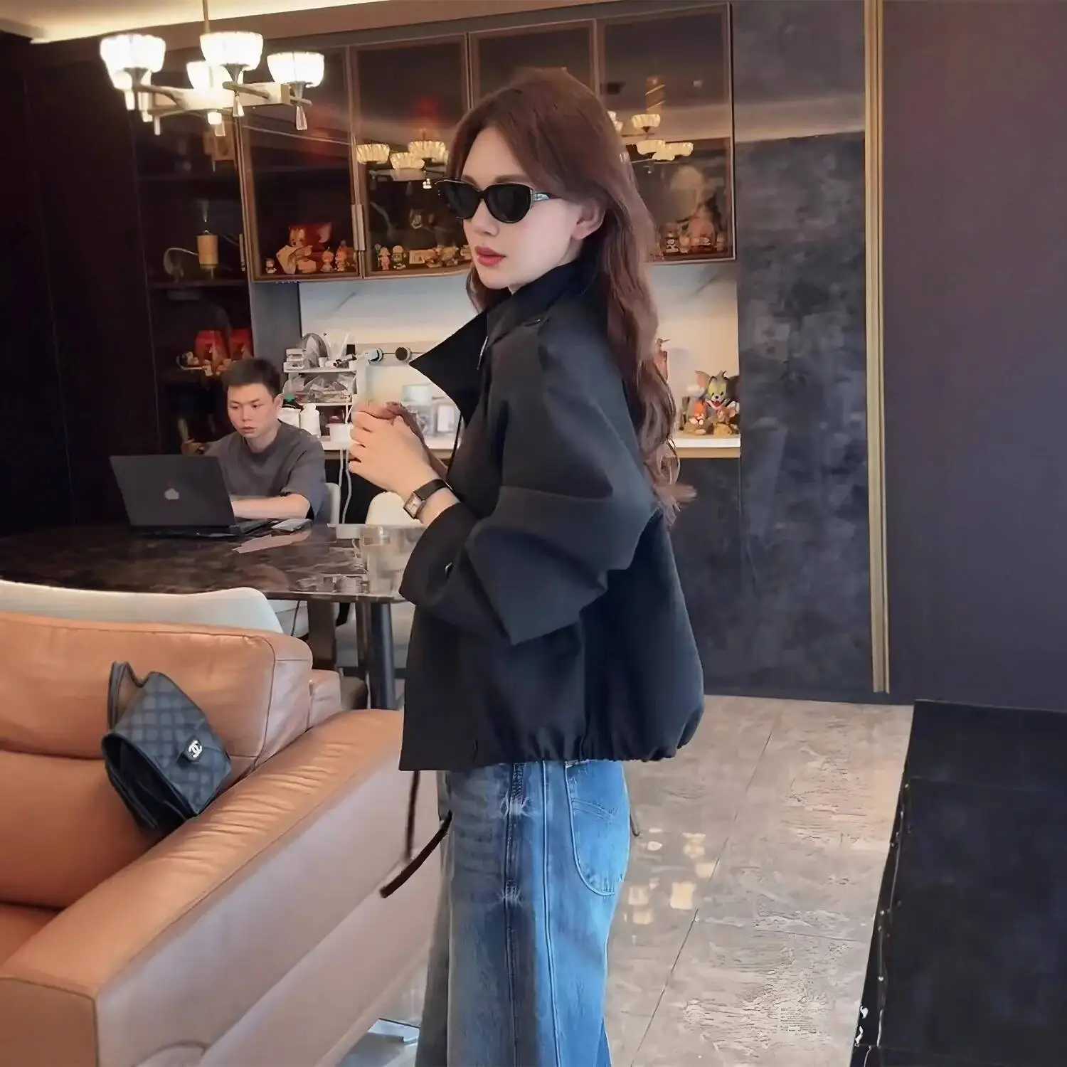 Casual British Short Double-Breasted Coat Women's Loose Fit Shirt Collar Outerwear Autumn New Arrival Fashion Lady Style