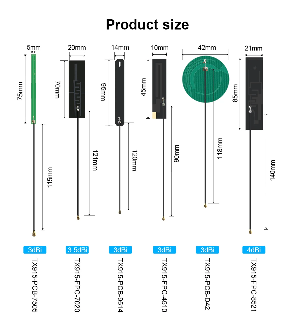 ZIISOR 10 Stück 915 MHz Eingebaute Antenne U.FL 915M Interne Antenne für Modul-Motherboard-Kommunikation Wifi FPC-Antenne – Detail 2