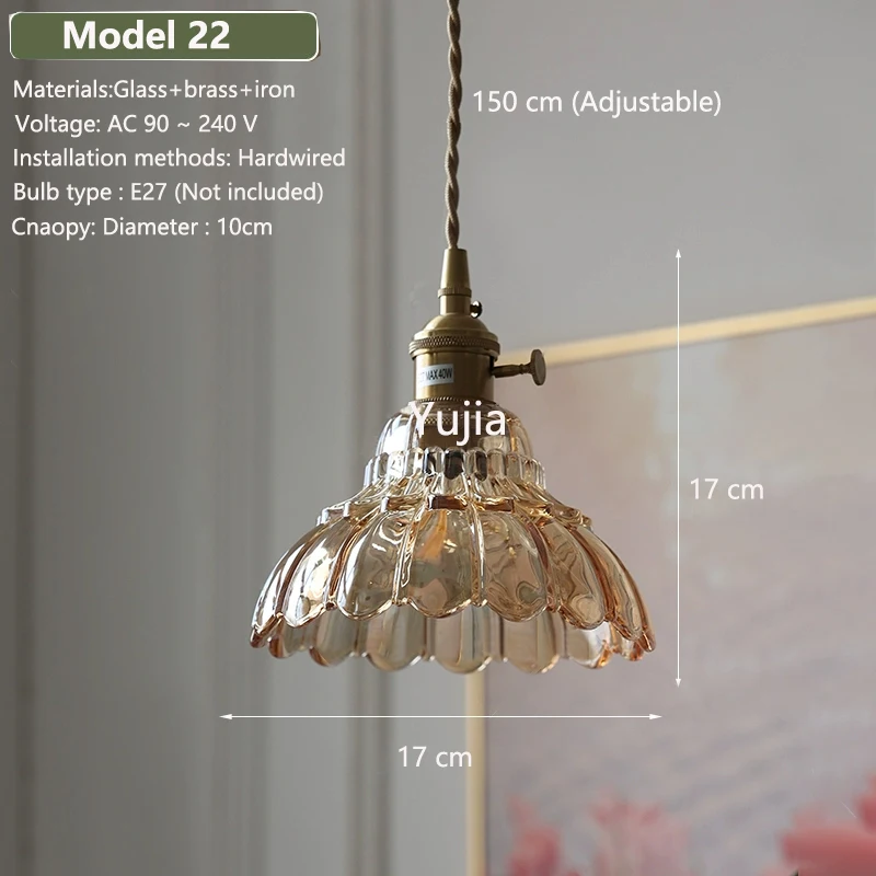 Hanglamp in meerdere stijlen Amberglas Lmapshade Messing Vintage bedlampje Verstelbare hanglamp Keukeneiland Eetkamer
