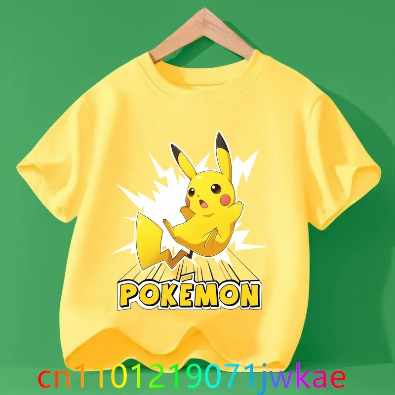 

New Cartoon Pokemons Children's T-shirt Printed Cute Boys Girls Clothes Anime Outfit Short Sleeve Shirts Kawaii Birthday Tops