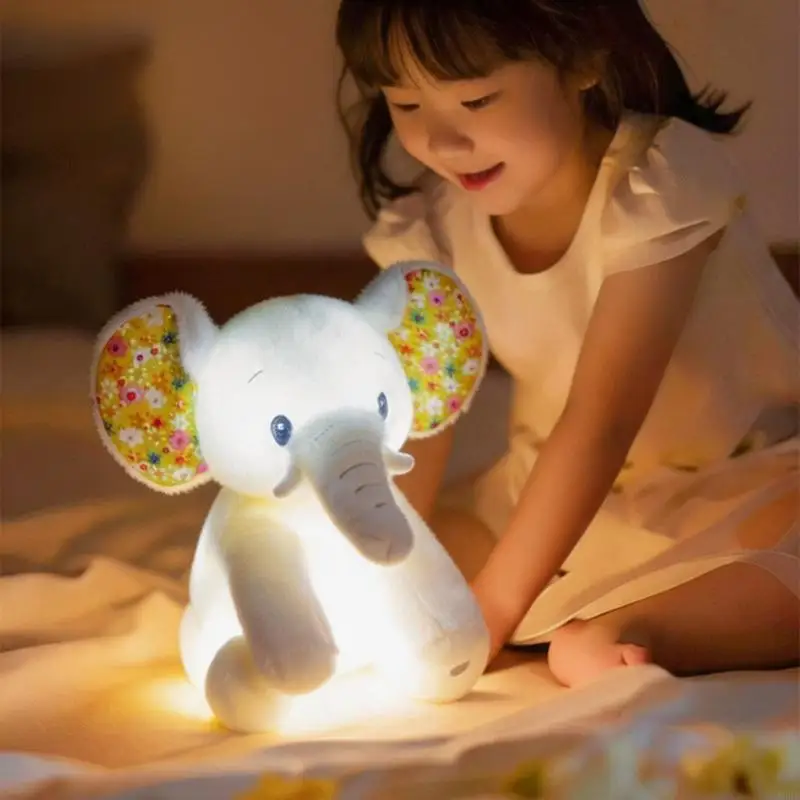 Elephant Plush With Press Light Feature, Colored Lights, Soft Short Plush Fabric and Polyester Fiber Filling, 27Cm A2UB