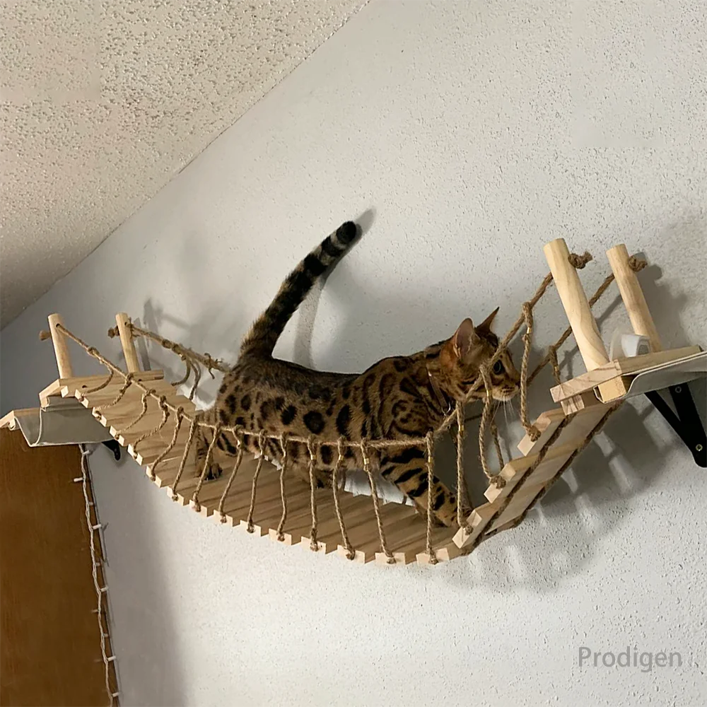 Wandmontage Cat Bridge Meerdere Kat Sisal Ladder Stap Scratcher Post Kat Klimrek Meubilair Kat Speelgoed Krasplank Bed