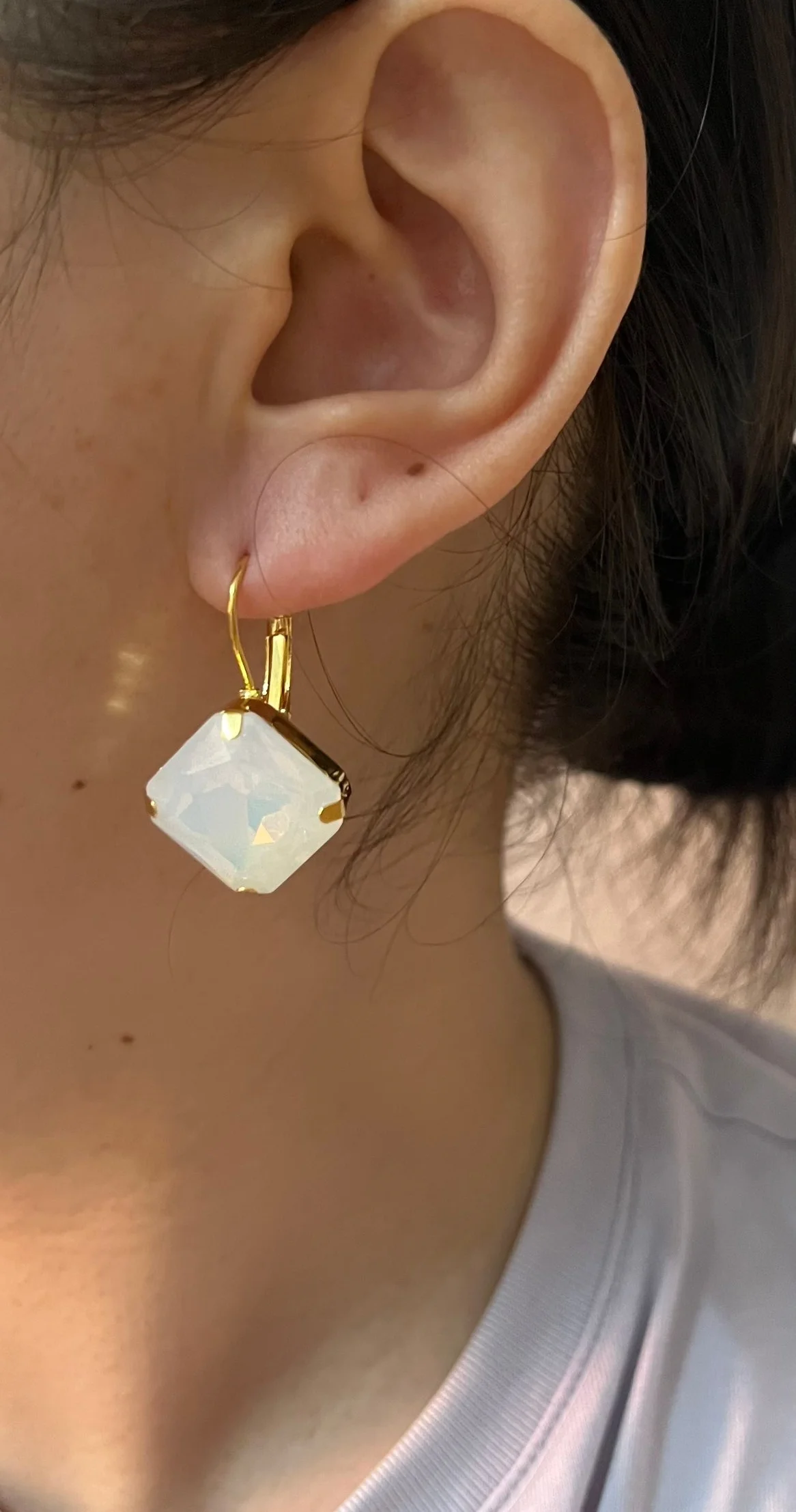 مجوهرات الأزياء الكورية الجديدة 14K مطلية بالذهب الفاخرة وامض مربع اللون كريستال أقراط أنيقة إكسسوارات الحفلات النسائية #6