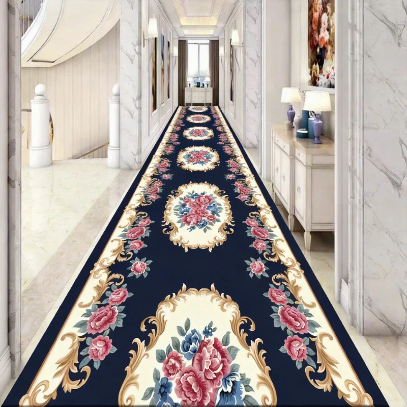 European Luxury Long Runner Carpets Hotel Hallway Entryway Non-slip Rug Home Stair Corridor Rugs Outdoor Actives Custom Mats view 3