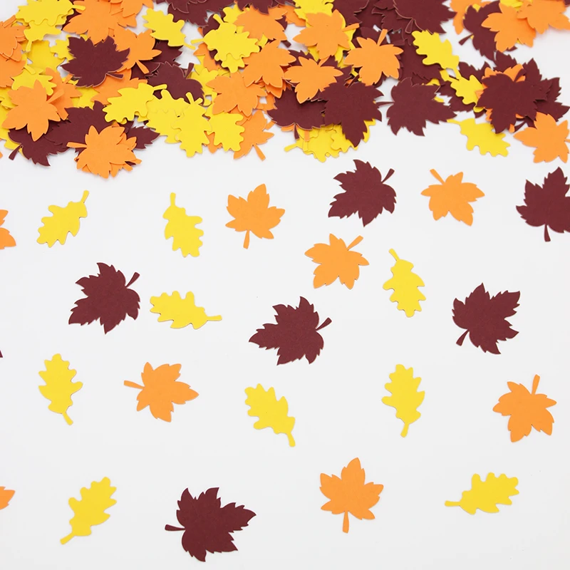 100 Stück Herbst-Dankfest-Hartriebblatt-Konfetti, Geburtstags- und Hochzeitsparty-Hartriebblatt-förmige Tischdekoration – Detail 4