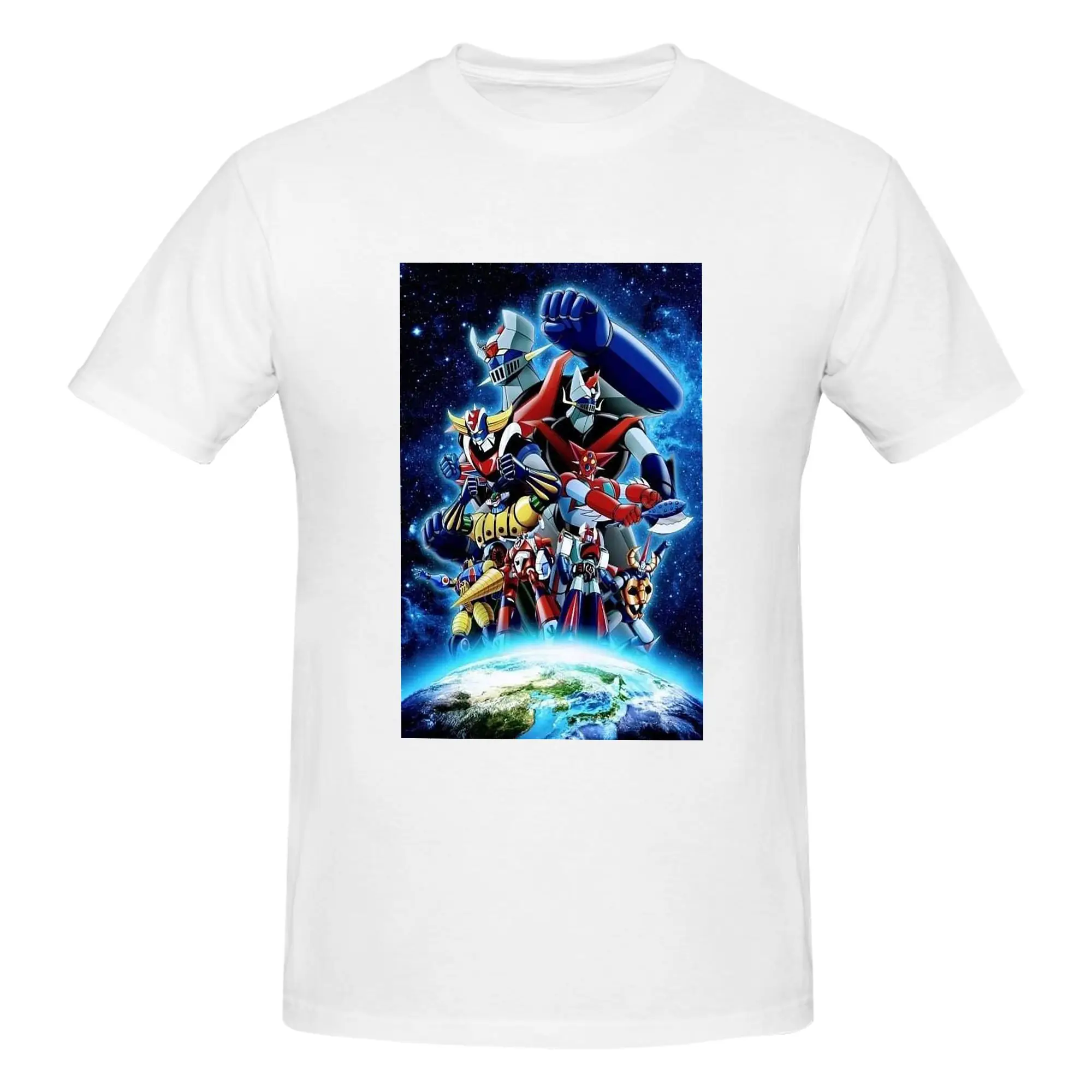 Mazinger Z Mad Robot Grendizer Anime Manga Men T-Shirt Double Sided Oversized T Shirts Men's Crew Neck Tees Short Summer Male